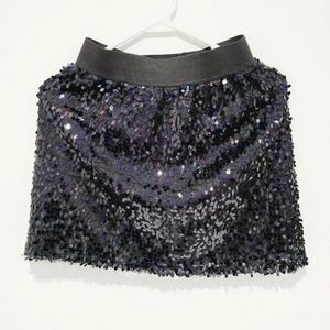 Pink Rose Women's Retro Black Fancy Sequin Elastic Waist Lined Mini Skirt Size S